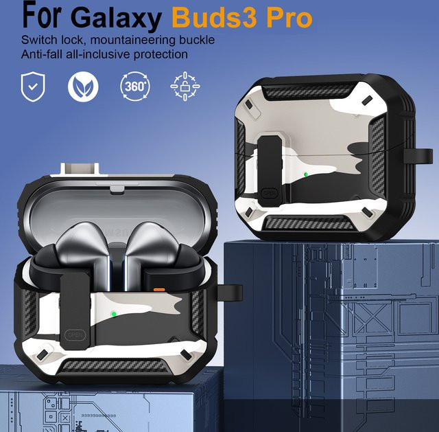 Sicherheits-Schutzhülle im Camouflage-Design für Samsung Galaxy Buds 3 Pro mit Haken in Multicolour - Bild 1