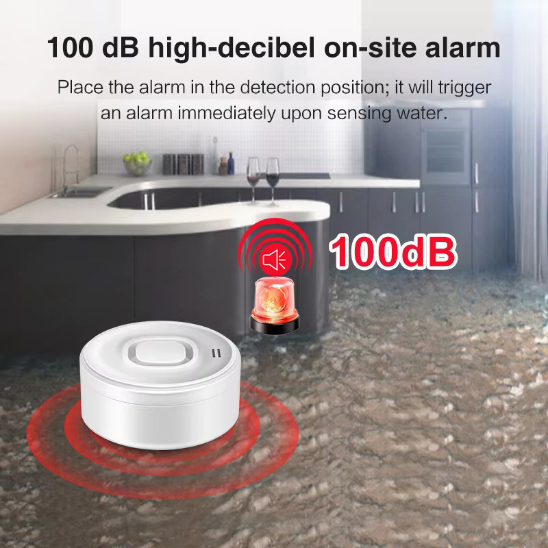 DYGSM WiFi-Wasserleckdetektoren 3er-Pack, kabelloser Wasserlecksensor mit 100 dB Alarm und Smartlife App-Benachrichtigung, Farbe: Weiß - Bild 3