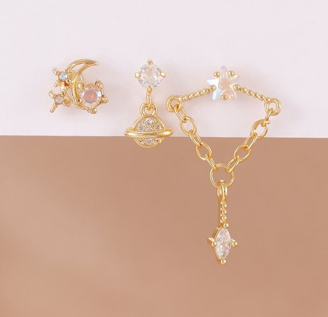 Maodane Ohrstecker Set, Edelstahl, Zirkonia, Gold, Damen - Bild 1