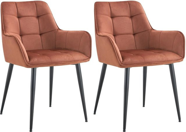 2er Set Esszimmerstühle DELUKE BOKEL aus Samt in Braun mit modernem Design, B/T/H: 58 x 62 x 86 cm - Bild 1