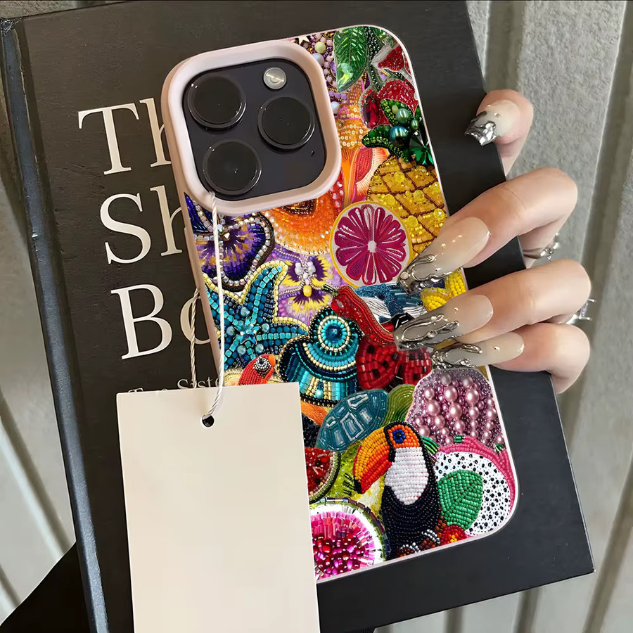Silikon Soft Cover mit buntem tropischem Früchte-Tierdruck für dein iPhone (kompatibel mit iPhone 17 Air, 16, 15, 14, 13, 12, 11 Pro Max XS Max), Mehrfarbig - Bild 5
