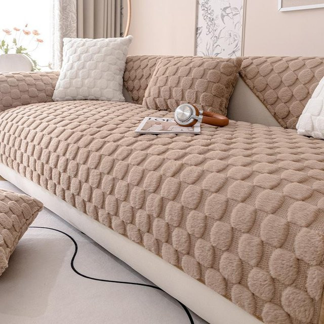 Rutschfeste Ecksofa-Matte von Your Warm Home in Beige, Plüsch-Sofaüberwurf für den Winter, B/B: 90 x 120 cm - Bild 1