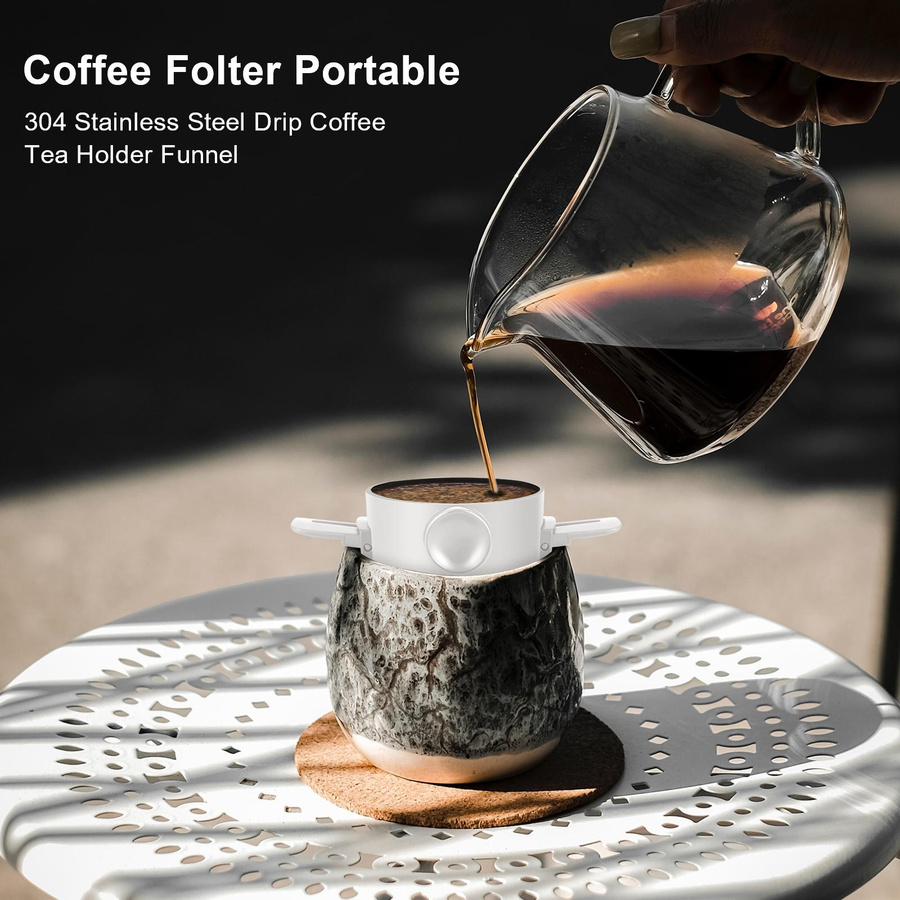 Decdeal Zusammenklappbarer tragbarer Kaffeefilter und Kaffeetropfkegel für Tropfenkaffee und Tee in Weiß - Bild 3