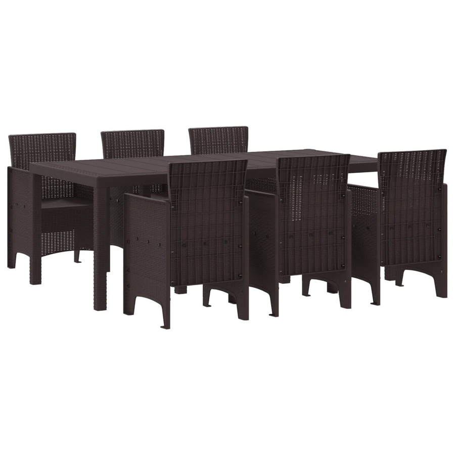 vidaXL 7-tlg Garten-Essgruppe aus braunem Poly Rattan für Terrasse und Garten - Bild 2