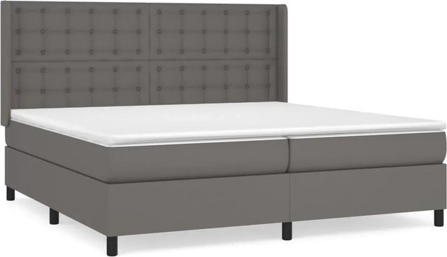 vidaXL Boxspringbett Hybrid mit Matratze und Kopfteil, Grau, Kunstleder, B/T/H: 200 x 200 x 118 cm - Bild 1