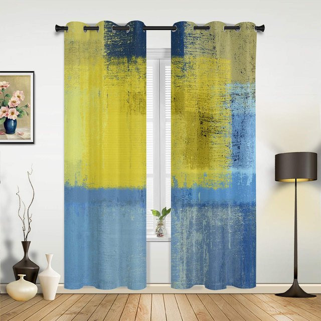 Yiran Furniture Vorhang mit abstraktem Ölgemälde-Design in Multicolour, Breite: 135 cm, Höhe: 92 cm - Bild 1