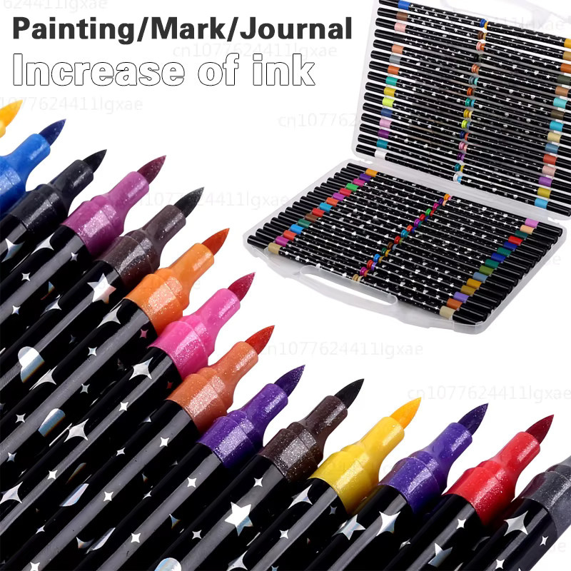 Glitter-Kunstmarker mit Einzel- und Doppelspitzen in Multicolour für DIY-Bastelarbeiten und Gestaltung von Geburtstagskarten - Bild 1