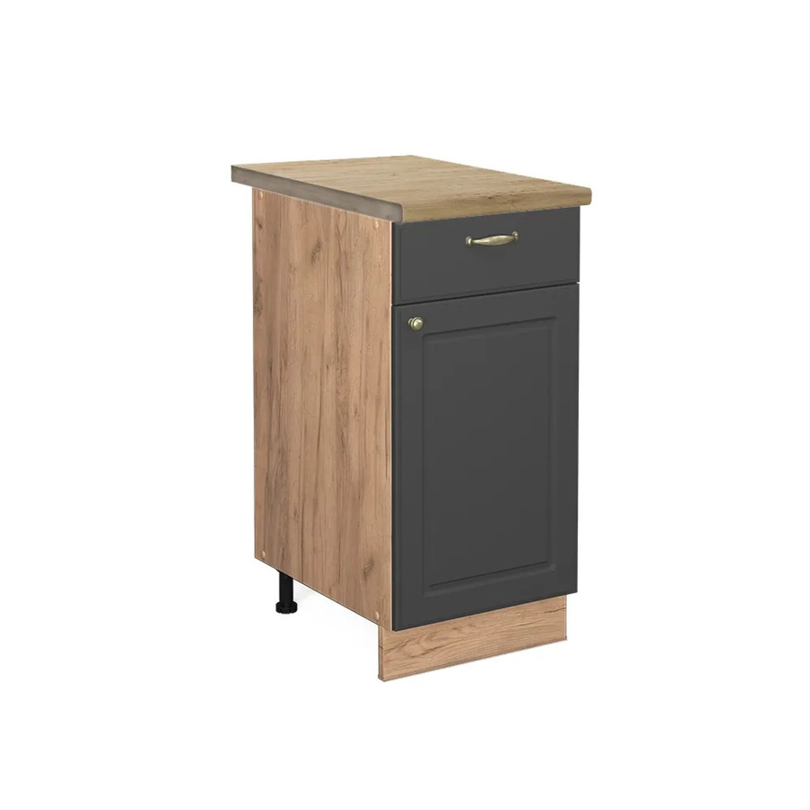 Vicco Küchenunterschrank Fame-Line in Anthrazit-Gold und Eiche mit Soft-Close-Türen, B: 40 cm, H: 82 cm, T: 60 cm - Bild 2