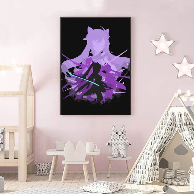 Kayou Genshin Impact Ganyu Anime Leinwandposter in Lila für deine Wanddekoration - Bild 1