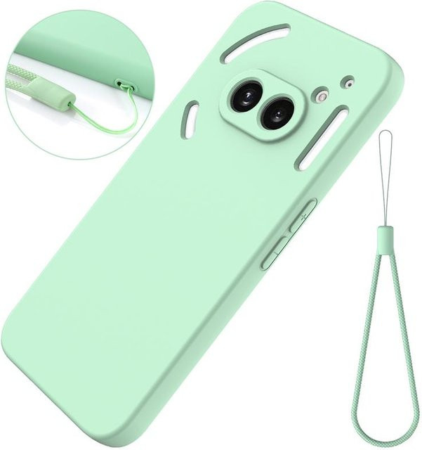 Premium Flüssigsilikon Hülle mit Band für Nothing Phone (2a) in Schwarz, Rot, Gelb oder Grün - Bild 1