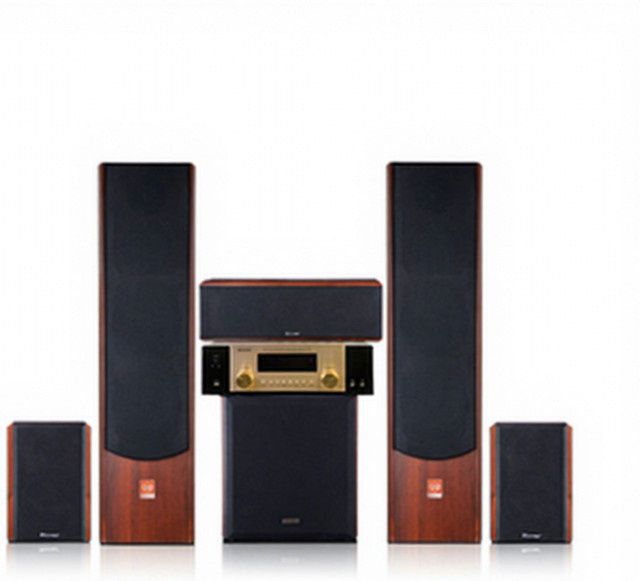 DOB 5.1 Heimkino-System Audio-Set mit 1000W Subwoofer-Verstärker in Braun - Bild 1