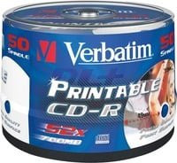Verbatim CD-R AZO Wide Inkjet Printable CD-Rohlinge, 700 MB, 52-fach, 50er-Spindel, weiß und blau - Bild 1