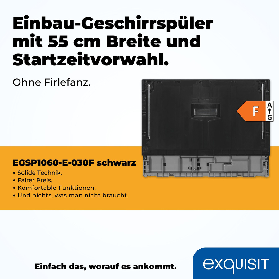Exquisit EGSP1060-E-030F Geschirrspüler, vollintegriert, schwarz - Bild 3