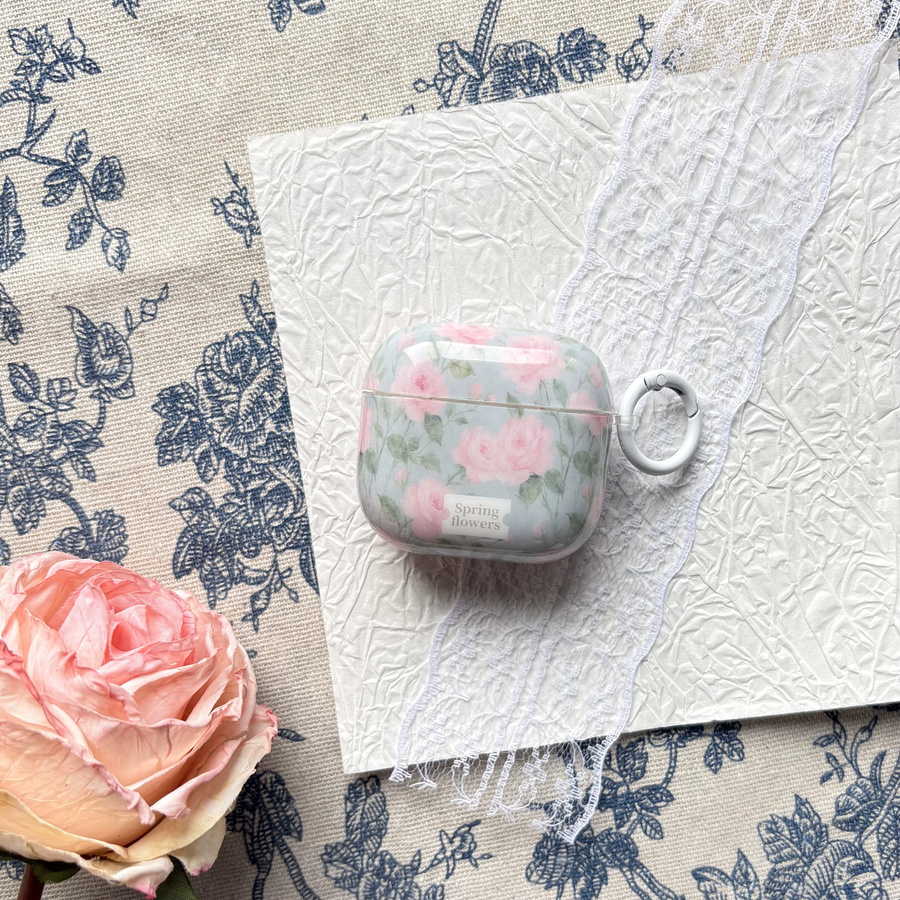 Rosa Chinensis Rosenblüten Schutzhülle für Apple AirPods Pro 1 2 3 4 in Pink und Blau - Bild 3