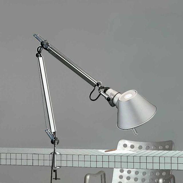 Artemide Tolomeo Mini Tavolo LED-Tischleuchte mit Klemme in Silber aus Aluminium mit warmweißem Licht (3000K) - Bild 1