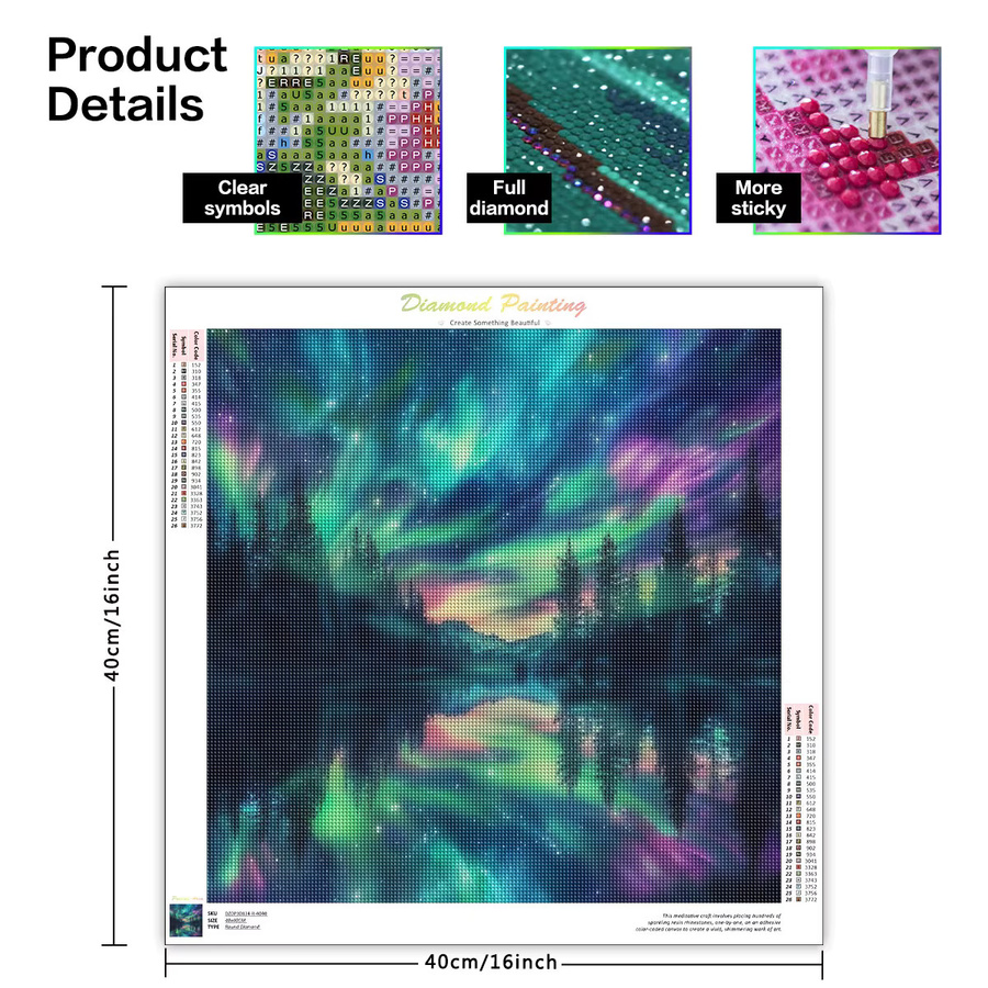 SDOYUNO DIY-Diamantgemälde Fantasy-Aurora Landschaft Mosaik Wanddekoration in Grau und Multicolour - Bild 3