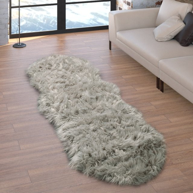 Hochflor-Teppich Playara in Herzform, Grau, B/T: 80 x 75 cm - Bild 1