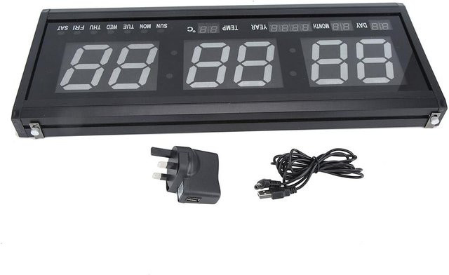 Aimo Digitale LED Wanduhr mit Kalender und Thermometer in Grün und Grau - Bild 1