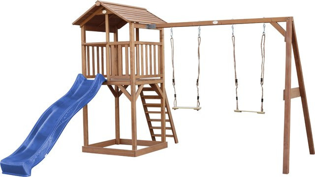 AXI Spielturm Beach Tower mit Doppelschaukel und Rutsche in Braun und Blau - Bild 1