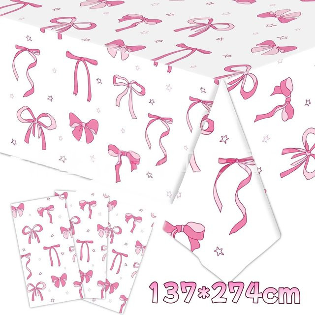 Weiße Geburtstagstischdecke mit Grafik-Design für deine Party, B/T: 137 x 274 cm - Bild 1