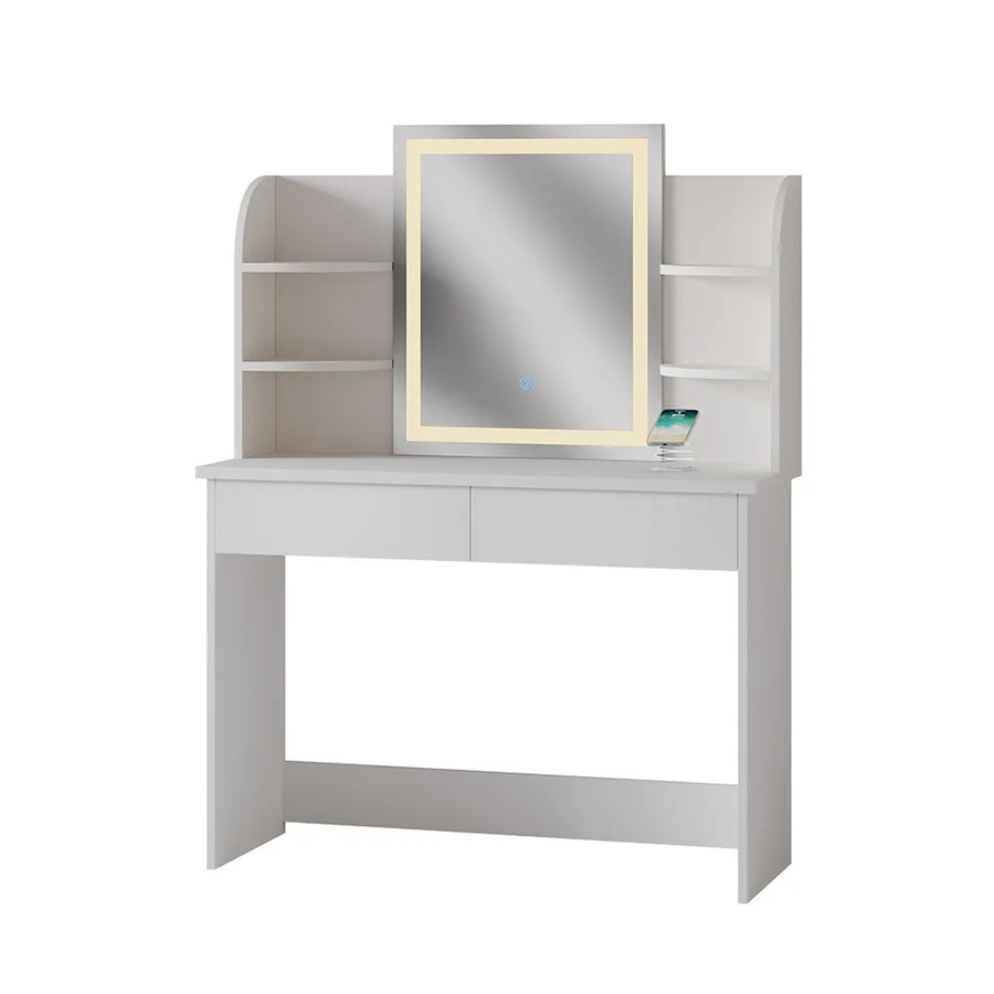 Vicco Schminktisch Charlotte Weiß mit LED-Spiegel und QI-Ladestation Breite: 106 cm - Bild 2