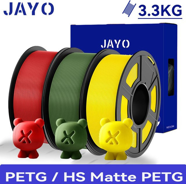 JAYO 3er-Pack Matte PETG 3D Filament 1,75mm für High Speed FDM Drucke - Bild 1