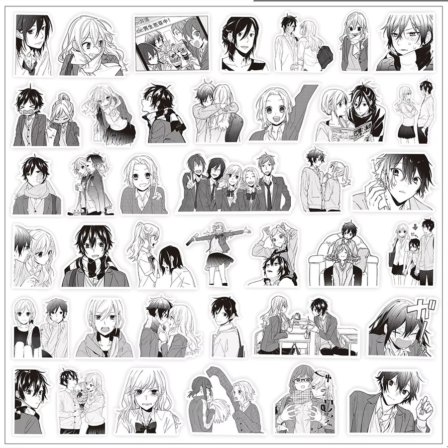 Bandai Horimiya Miyamura Izumi Aufkleber, Schwarz, Weiß, 10-teiliges Set - Bild 3