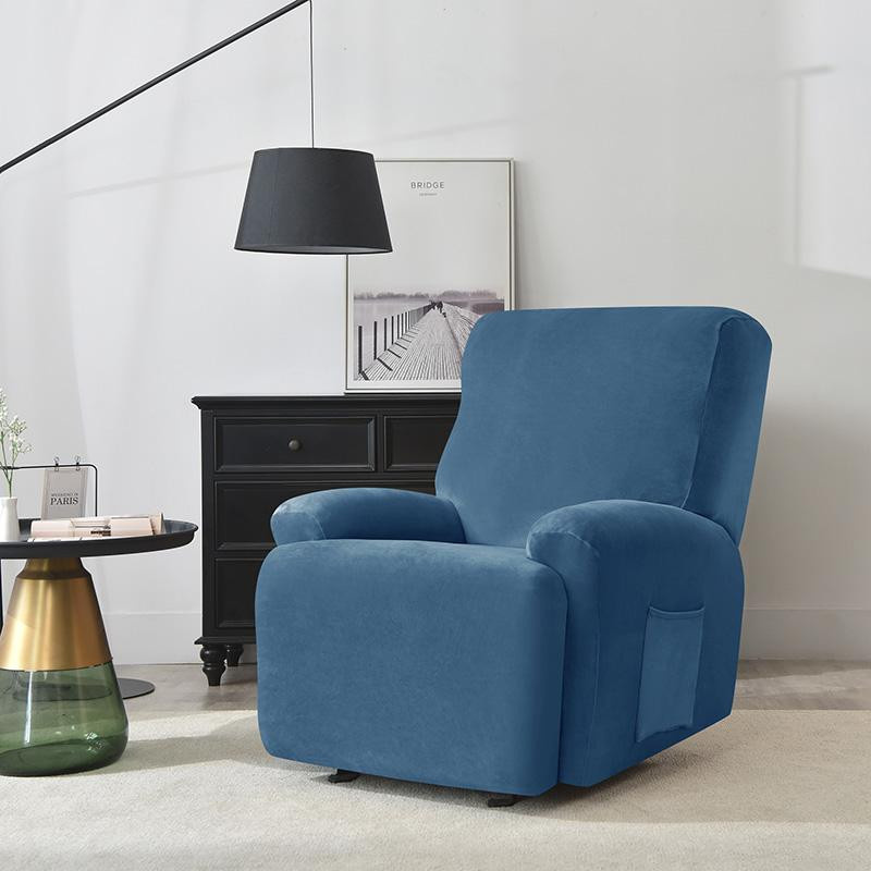 Yiran Furniture Elastischer Sesselbezug aus Samt in Blau für 1-Sitzer Einzelsessel - Bild 3