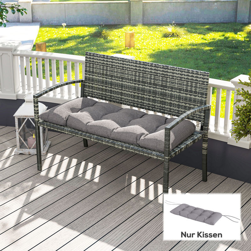 Outsunny Bankauflage Grau, wasserabweisendes und UV-beständiges Sitzkissen für Gartenmöbel, B/T/H: 105 x 46 x 12,5 cm - Bild 2