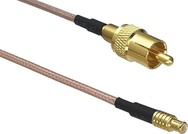 RCA zu MCX Pigtail Adapterkabel RG316 in Gold, gerade Ausführung - Bild 1