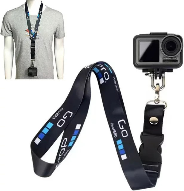 Halsband-Lanyard für GoPro Hero 13 12 11 10 8 Action-Kameras, abnehmbares Trageseil mit Schnellverschluss-Schnalle, Schwarz - Bild 1