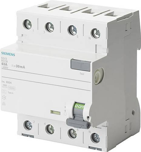 Siemens FI-Schutzschalter 5SV3446-6 RCD 4-polig 63 A 0,1 A 400 V in Weiß - Bild 1