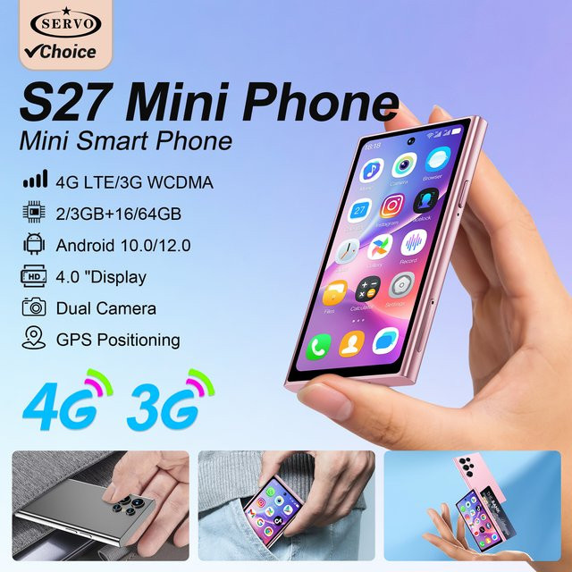 SERVO S27 Mini Smartphone in Pink mit 4,0 Zoll Display, 64 GB Speicher, 3 GB RAM, Android, Dual SIM, 4G LTE, WiFi und GPS - Bild 1