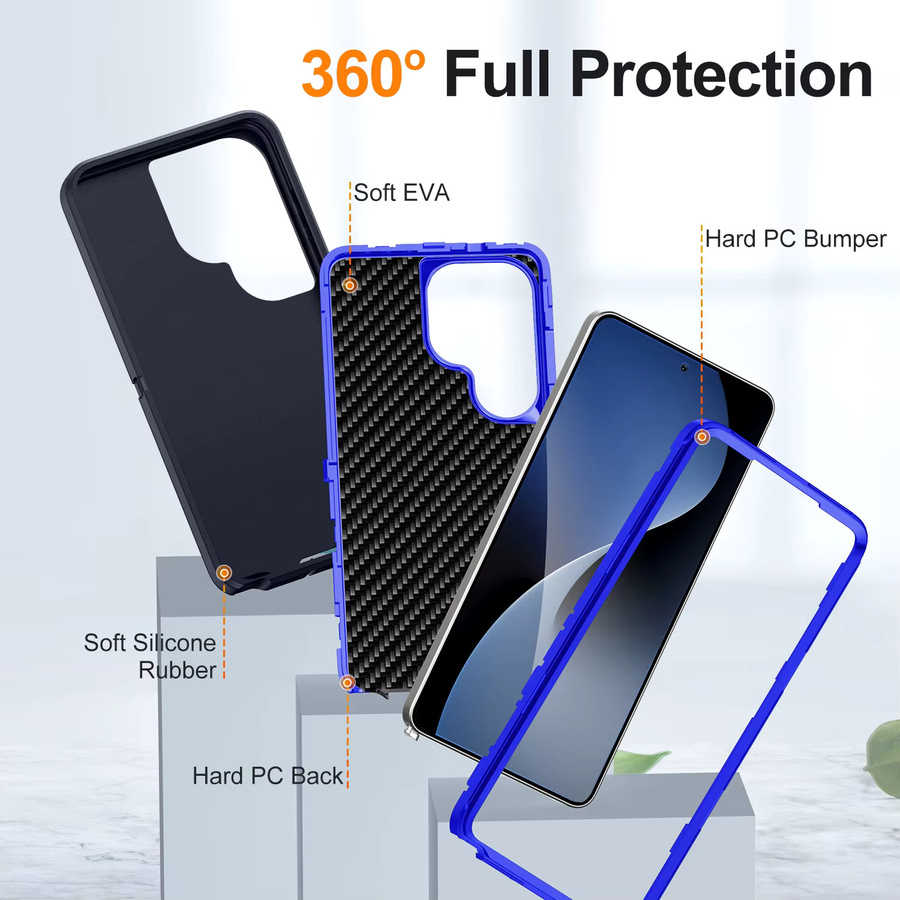 3-in-1 Hybrid-Schutzhülle Stoßfest und Robust für Samsung Galaxy S26, S26Plus, S25 Ultra und S25FE in Schwarz - Bild 2