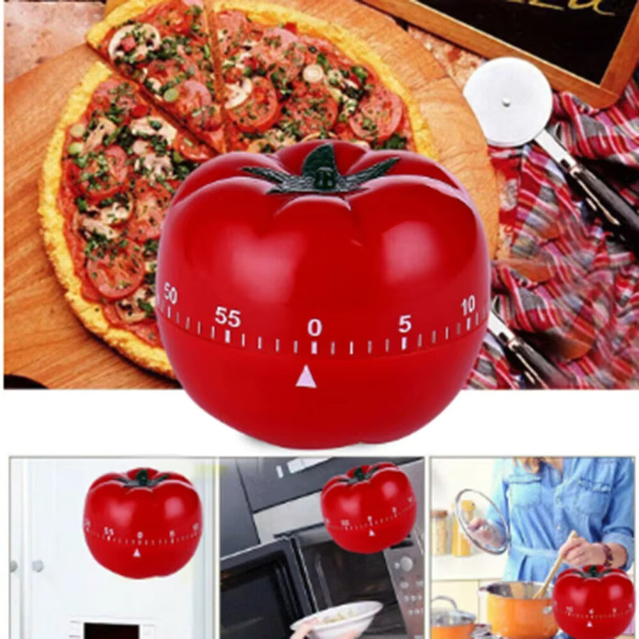 Roter Tomaten-Timer als Countdown-Wecker für Kinder und Schüler zur Unterstützung beim Zeitmanagement in der Küche oder bei den Hausaufgaben aus Kunststoff - Bild 2