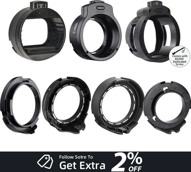 SMDV Softbox-Adapter für Godox und Nanlite, kompatibel mit Sony und Canon, Schwarz, für Blitzgeräte mit quadratischem oder rundem Kopf - Bild 1