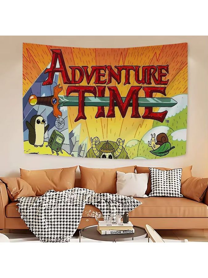 A-Adventures Wandteppich mit Cartoon Time Anime und Mandala Design in Multicolor, Böhmischer Wandbehang im Hippie-Stil - Bild 3