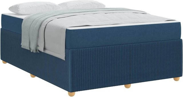 vidaXL Bettrahmen mit Matratze in Blau aus Stoff, B/T: 140 x 200 cm - Bild 1