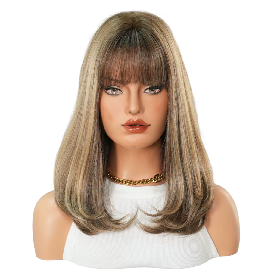 7JHH WIGS Perücke, asche-ombre-braun, schulterlang, Damen - Bild 4