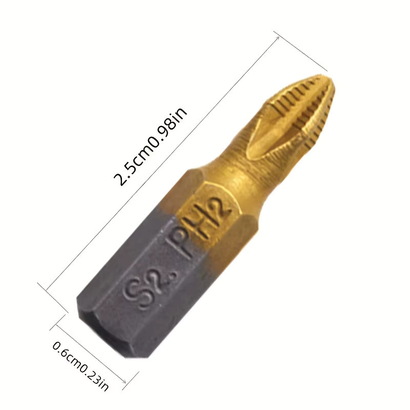 10 Stück PH2 magnetische Schraubendreher-Bits aus Titanlegierung und Chrom-Vanadium-Stahl in Gold, Länge: 25 mm - Bild 2
