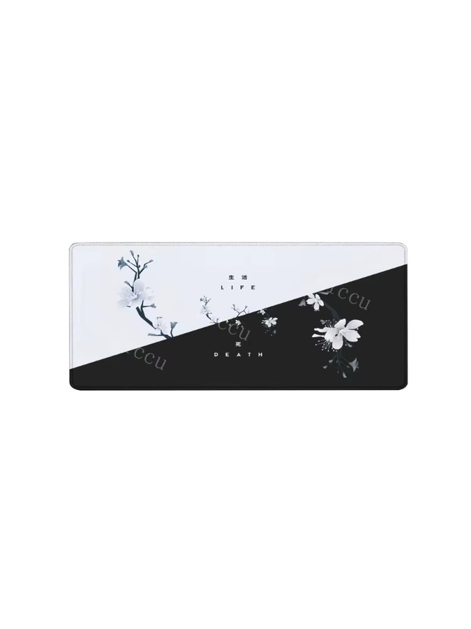 Riccu Life and Death Mauspad XXL in Schwarz-Weiß mit HD-Druck und Overlock-Rand - Bild 6