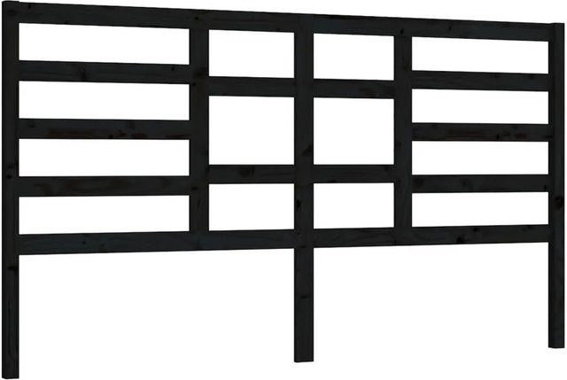 vidaXL Bett-Kopfteil aus Kiefer-Massivholz in Schwarz mit rustikaler Optik, B: 206 cm, H: 104 cm, T: 4 cm - Bild 1