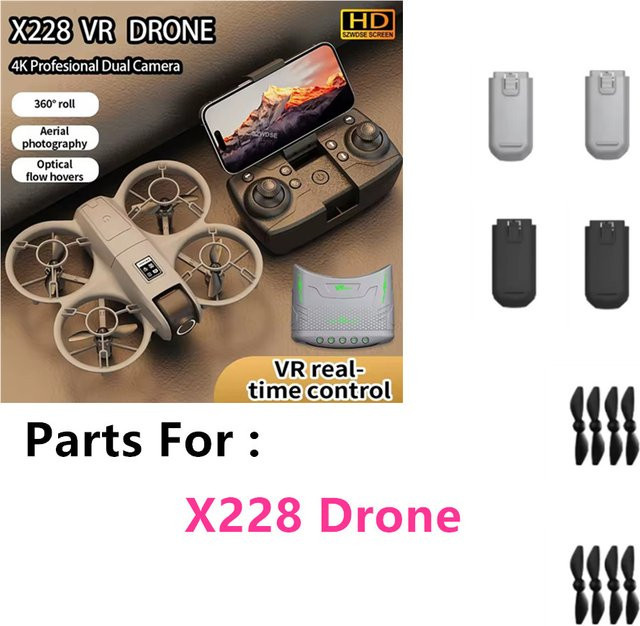 X228 Drohnen-Akku 3,7V 600mAh und Propellerblatt Set in Schwarz - Bild 1