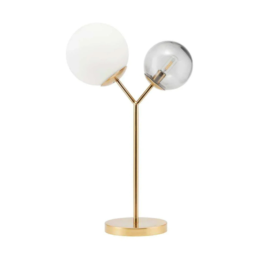 House Doctor Tischlampe Twice in Messing mit transparentem Glaskugel-Aufsatz, Höhe: 65 cm - Bild 1