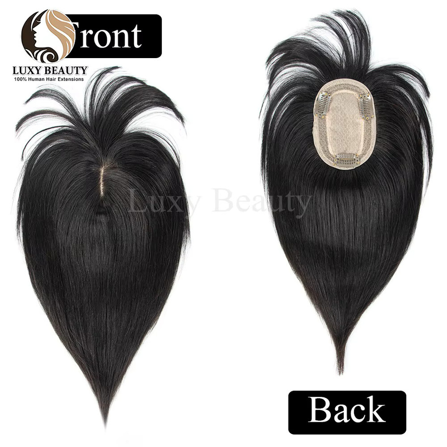 Luxy Beauty Echthaar Topper mit Pony, Schwarz-Braun, Damen - Bild 3