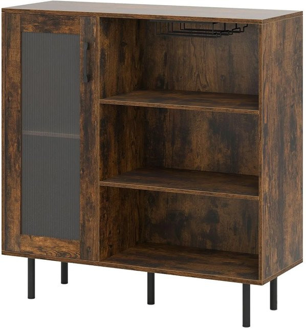 Costway Sideboard aus Holz im Vintage-Design mit verstellbarem Weinregal, Braun, B/T/H: 95 x 35 x 98 cm - Bild 1