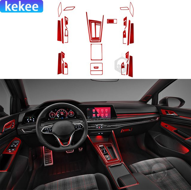 RRX CARBON Center Full Set Kit Kohlefaser Aufkleber für Volkswagen Golf 8 GTI MK8 Auto Interieur Tuning Zubehör - Bild 1