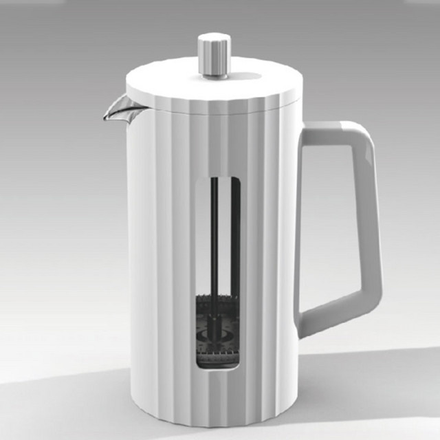 YRP Französische Presse Kaffeemaschine aus Borosilikatglas mit Milchaufschäumer, transparent/weiß, 1000 ml oder 600 ml - Bild 1