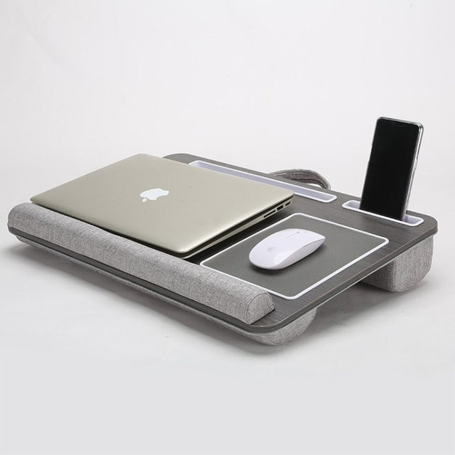 MUMUCC Laptop-Schreibtisch mit Doppelrillen-Design, rutschfester Stange und integriertem Mauspad in Schwarz - Bild 1