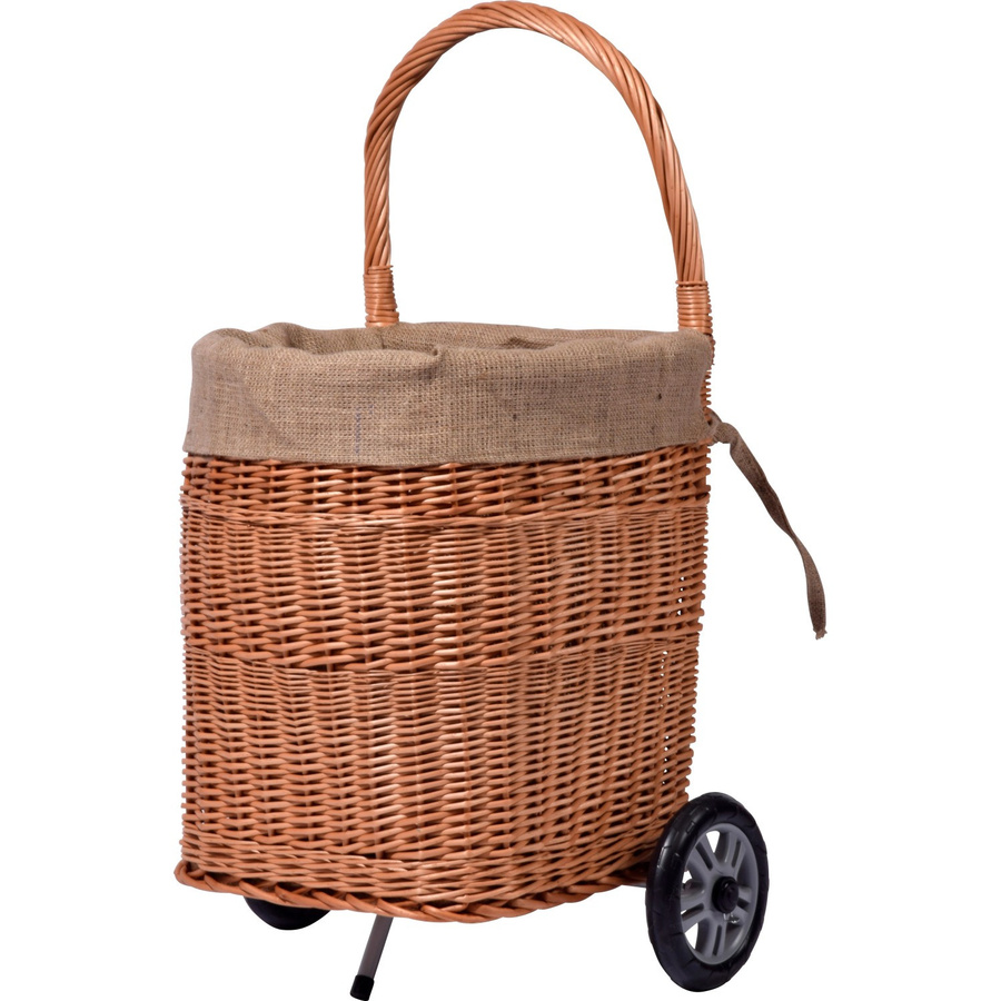 Dobar Kaminholzwagen aus geschälter Weide in Braun mit Kunststoffrädern B/T/H: 44 x 43 x 93 cm - Bild 2